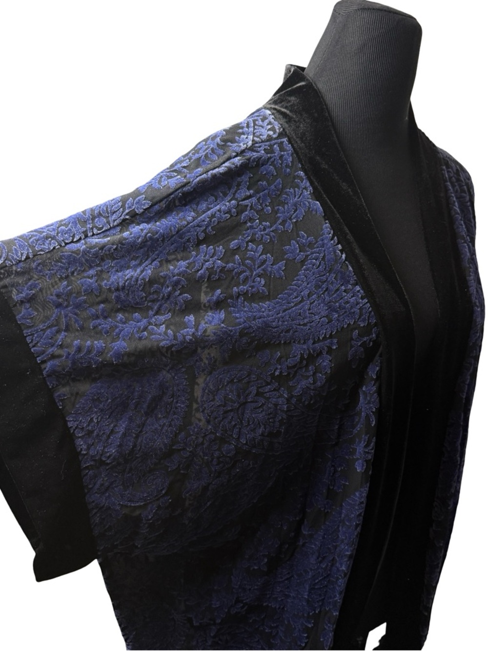 Ariat Velvet Burnout Kimono Women Cardigan Floral Paisley S/M Blue Black Shawl